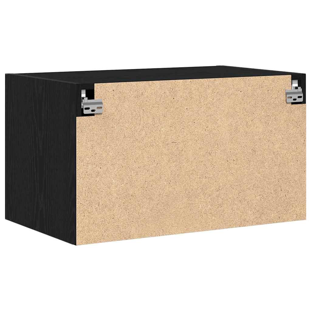 Wandschrank Wandmontiert Schwarz Eichen-Optik 70 x 42,5 x 40 cm