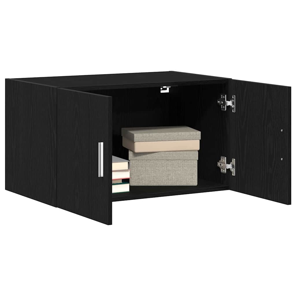 Wandschrank Wandmontiert Schwarz Eichen-Optik 70 x 42,5 x 40 cm