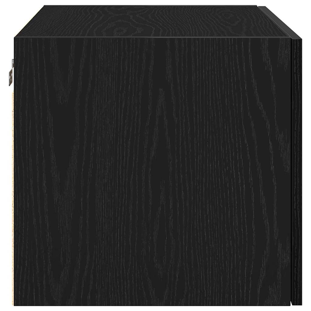 Wandschrank Wandmontiert Schwarz Eichen-Optik 70 x 42,5 x 40 cm