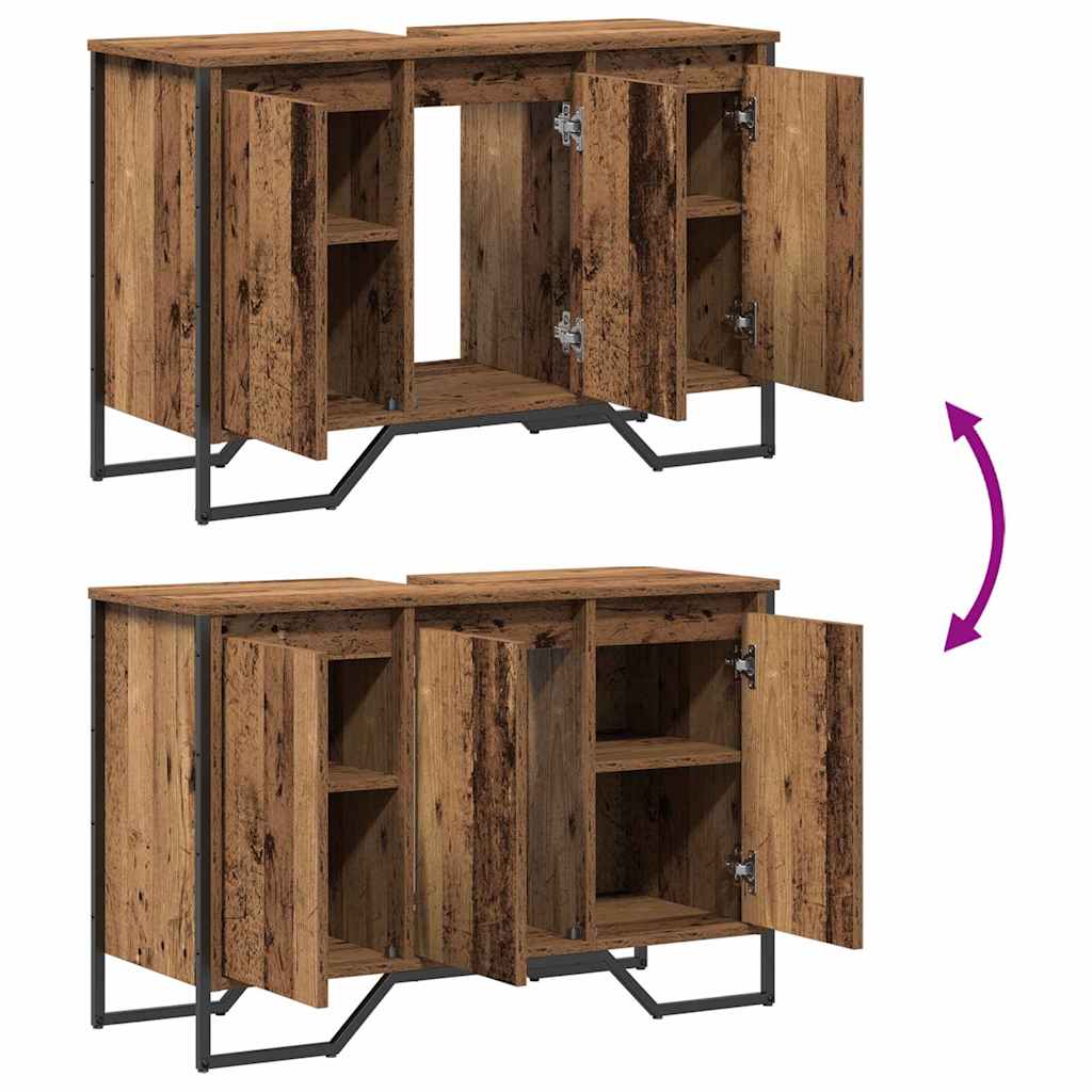 Waschbeckenunterschrank Altholz 91 x 35 x 60 cm Holzwerkstoff