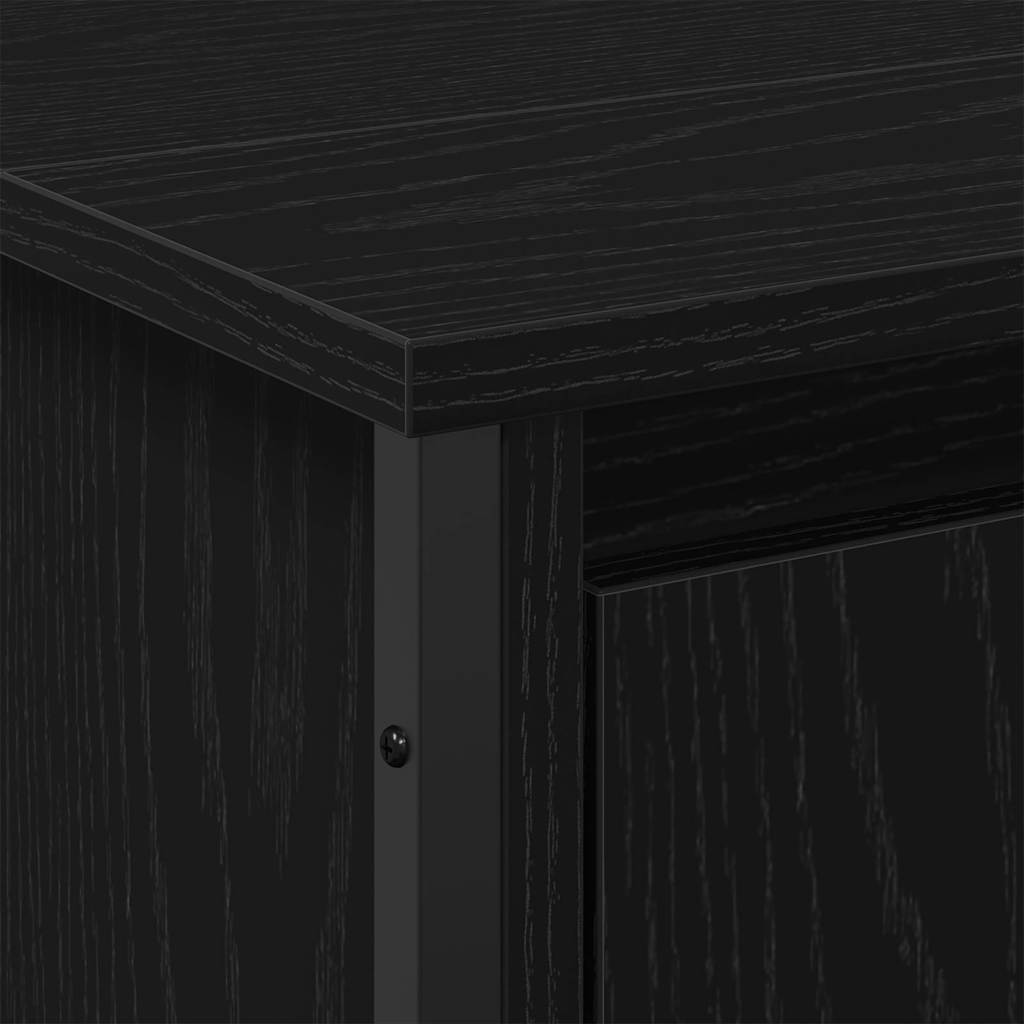 Waschbeckenschrank mit Tür Schwarz Eichen-Optik 91 x 35 x 60 cm