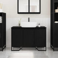Waschbeckenschrank mit Tür Schwarz Eichen-Optik 91 x 35 x 60 cm