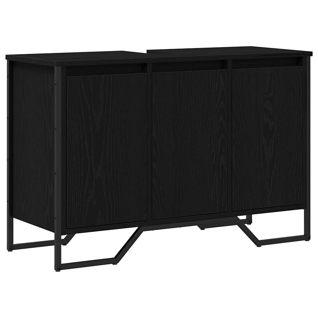 Waschbeckenschrank mit Tür Schwarz Eichen-Optik 91 x 35 x 60 cm