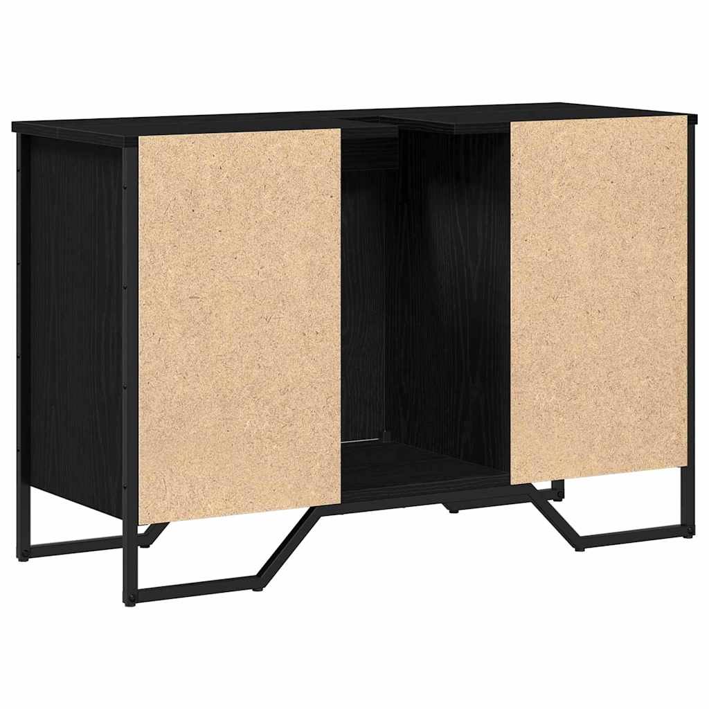 Waschbeckenschrank mit Tür Schwarz Eichen-Optik 91 x 35 x 60 cm
