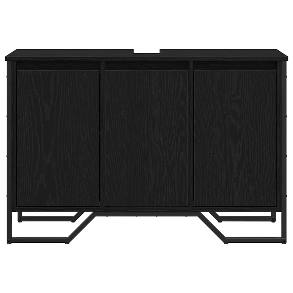 Waschbeckenschrank mit Tür Schwarz Eichen-Optik 91 x 35 x 60 cm