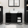 Waschbeckenschrank mit Tür Schwarz Eichen-Optik 91 x 35 x 60 cm
