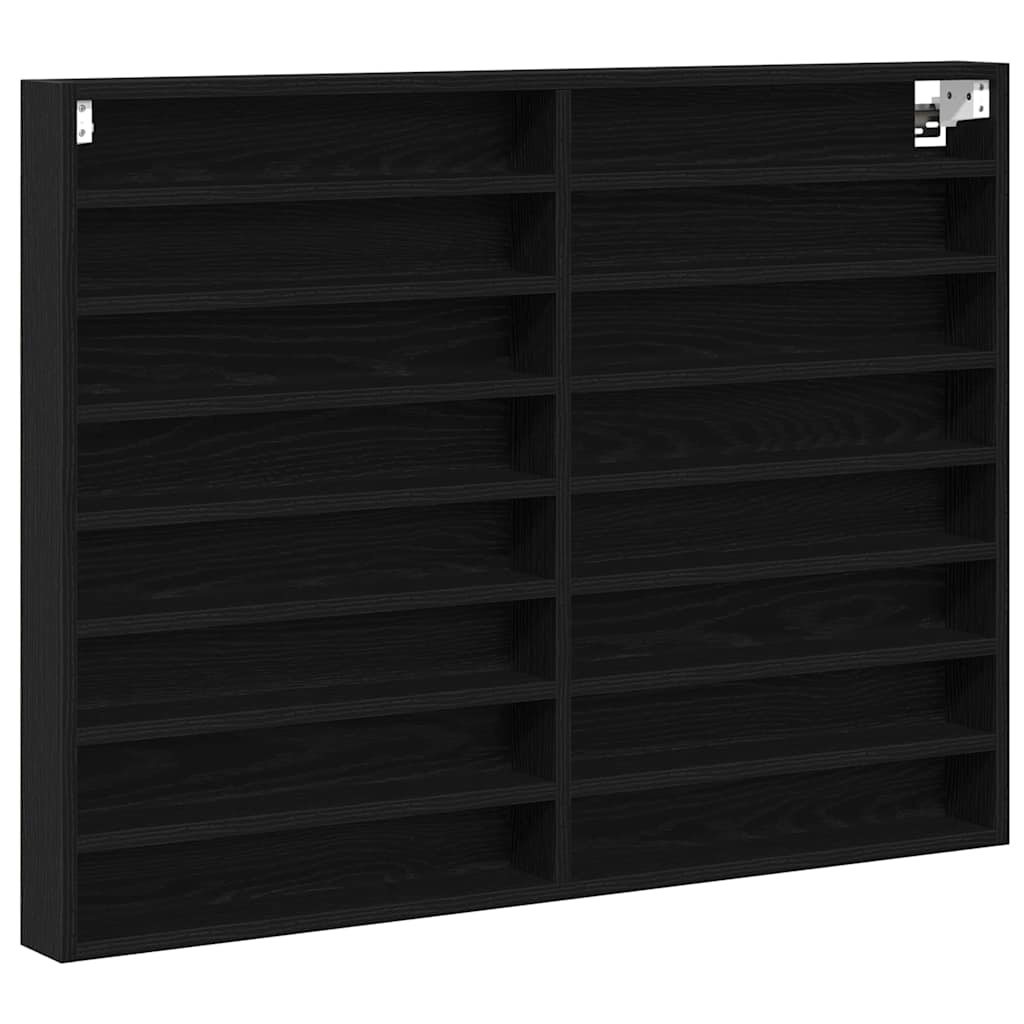 Vitrine Schwarz Eichen-Optik 100 x 8,5 x 75 cm Holzwerkstoff