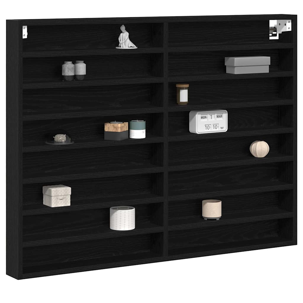 Vitrine Schwarz Eichen-Optik 100 x 8,5 x 75 cm Holzwerkstoff