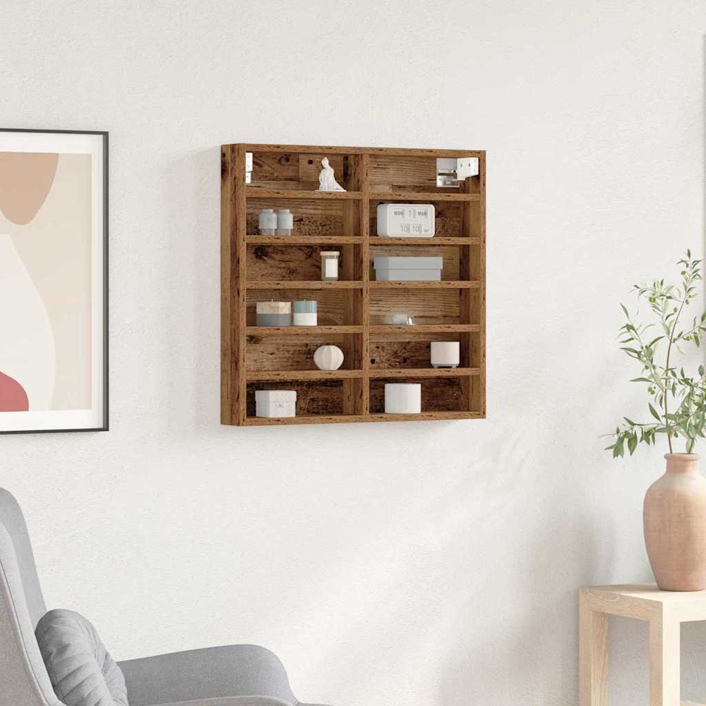 Vitrine mit Regal Altholz 60 x 8,5 x 58 cm Holzwerkstoff