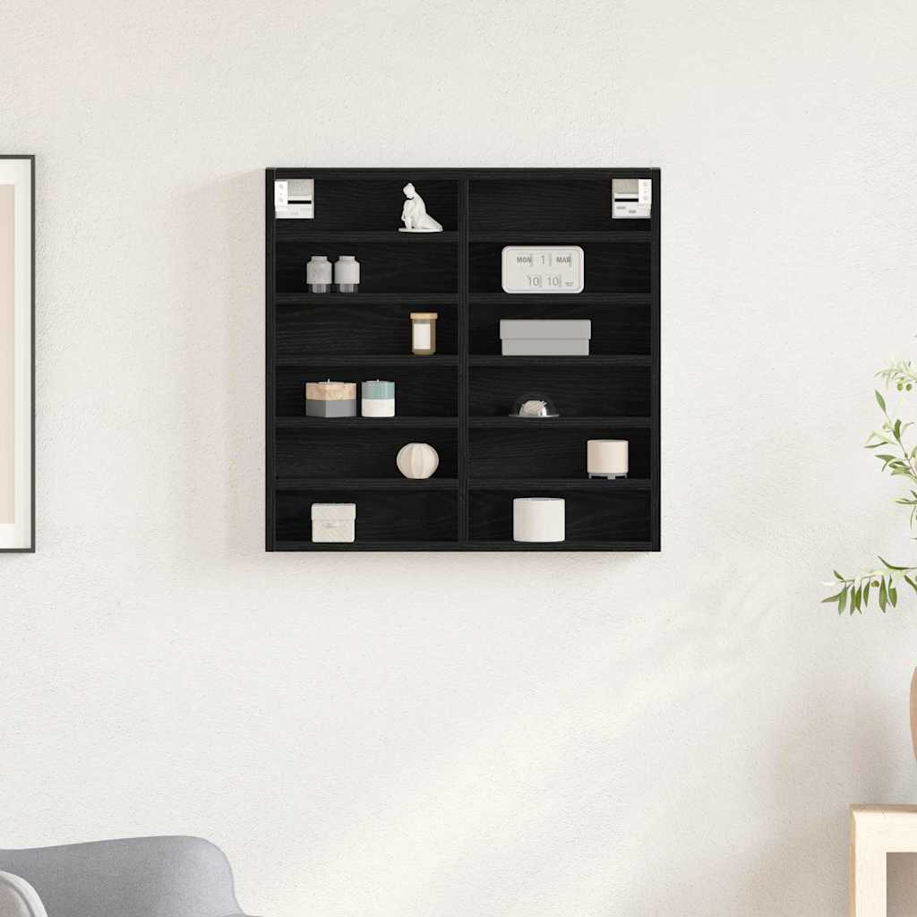 Vitrine Schwarz Eichen-Optik 60 x 8,5 x 58 cm Holzwerkstoff