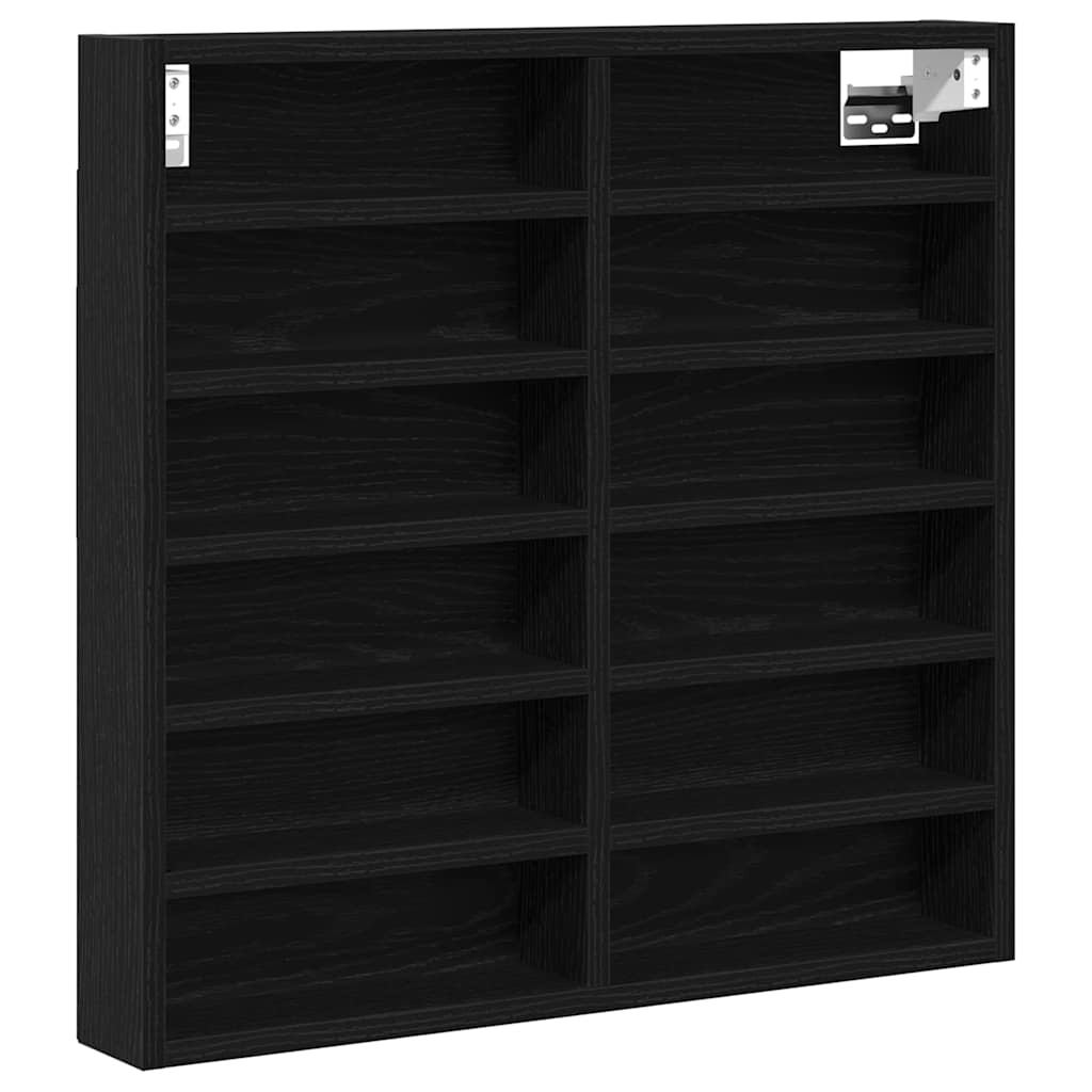 Vitrine Schwarz Eichen-Optik 60 x 8,5 x 58 cm Holzwerkstoff