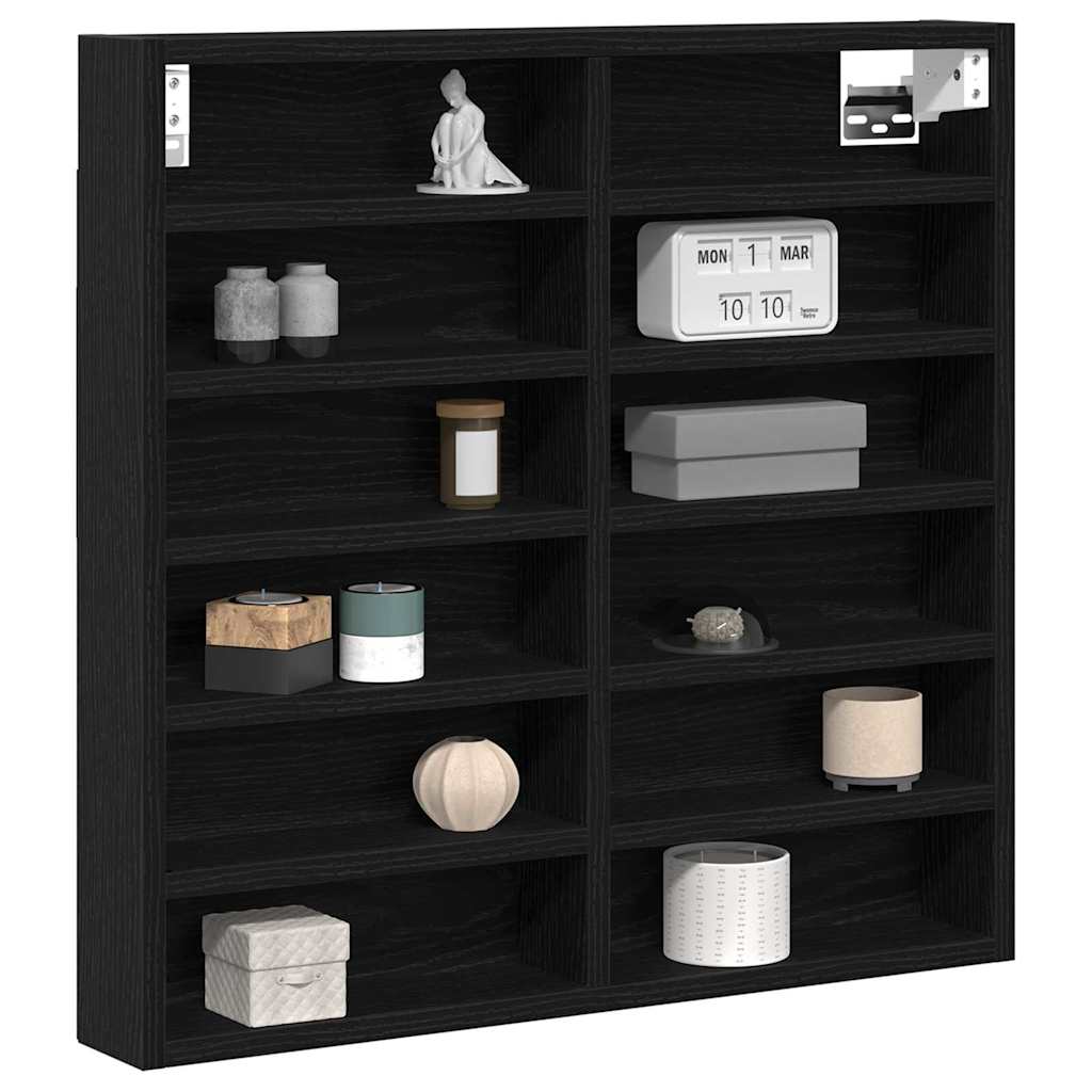 Vitrine Schwarz Eichen-Optik 60 x 8,5 x 58 cm Holzwerkstoff