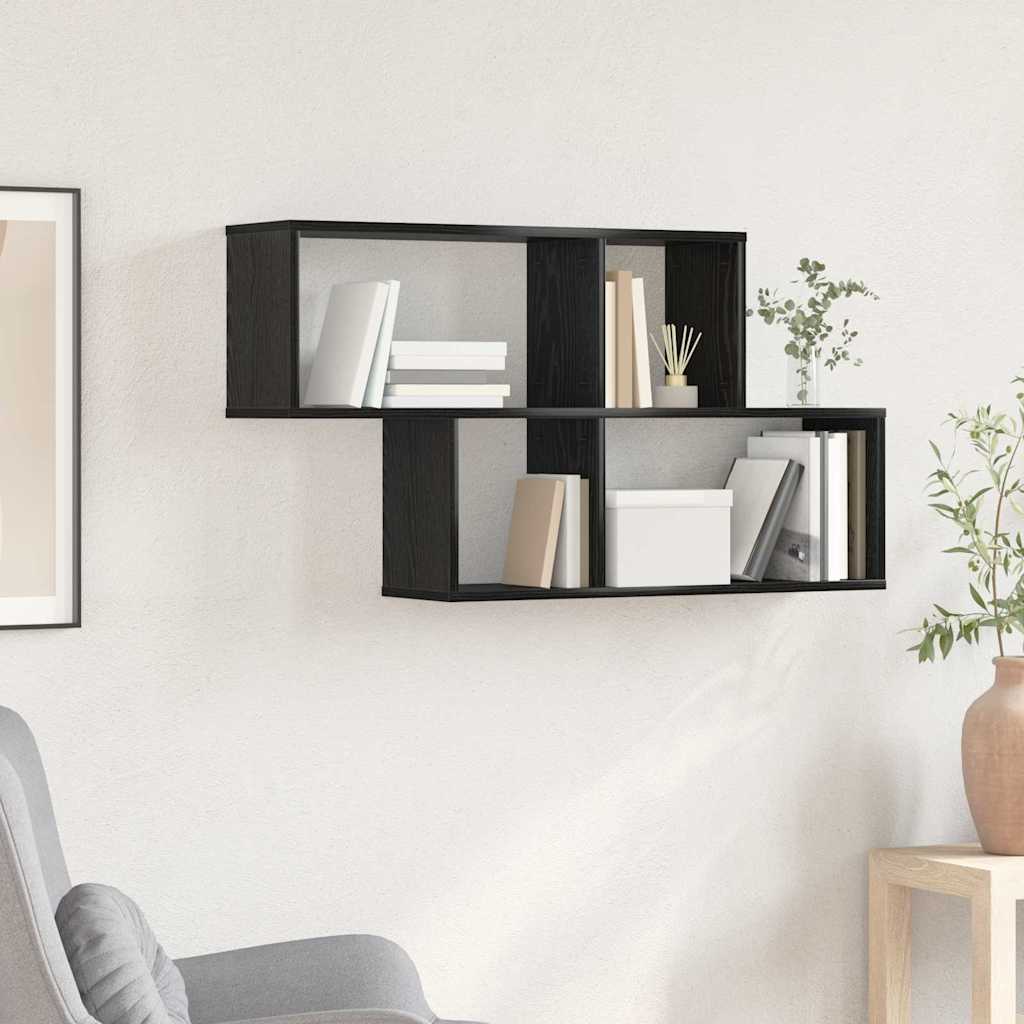 Wandregal mit Regal Wandmontiert Schwarz Holzwerkstoff