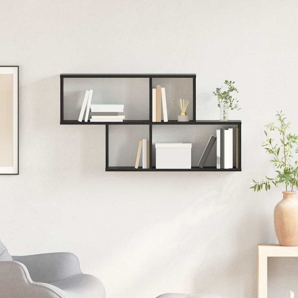Wandregal mit Regal Wandmontiert Schwarz Holzwerkstoff
