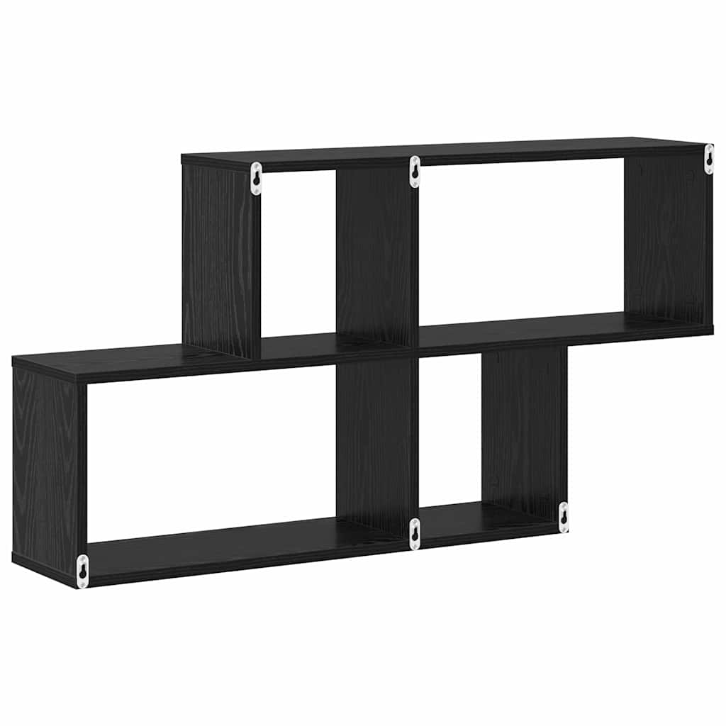 Wandregal mit Regal Wandmontiert Schwarz Holzwerkstoff