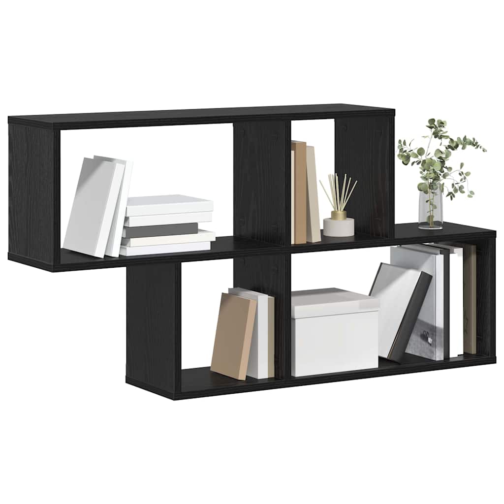 Wandregal mit Regal Wandmontiert Schwarz Holzwerkstoff