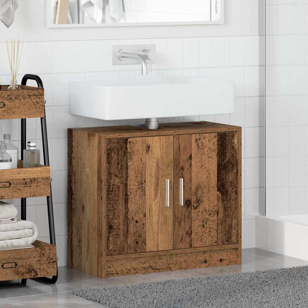 Badezimmerschrank mit Tür Altholz 63 x 29 x 55 cm Holzwerkstoff