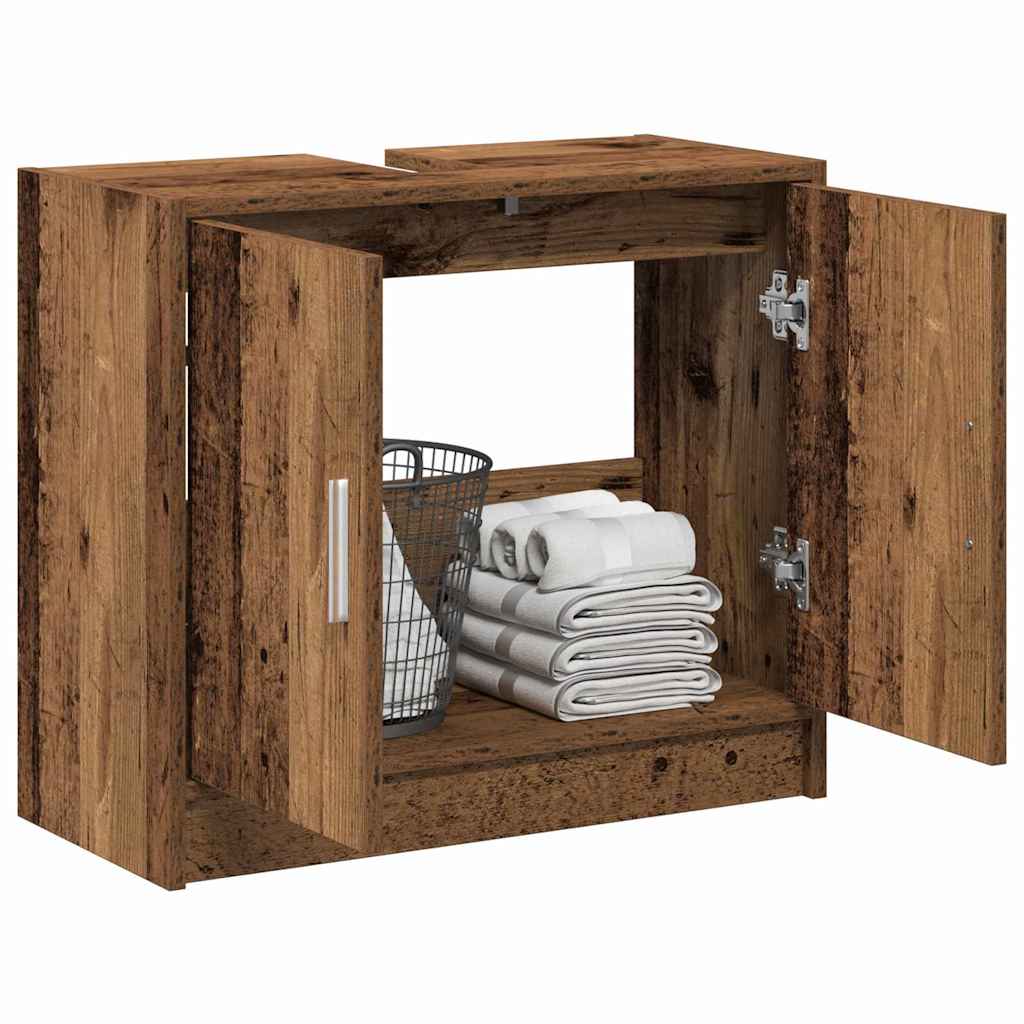 Badezimmerschrank mit Tür Altholz 63 x 29 x 55 cm Holzwerkstoff