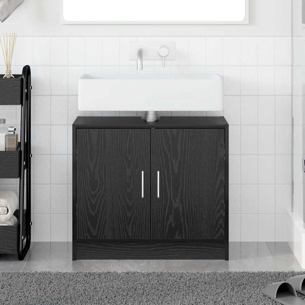 Badezimmerschrank mit Tür Schwarz Eichen-Optik 63 x 29 x 55 cm