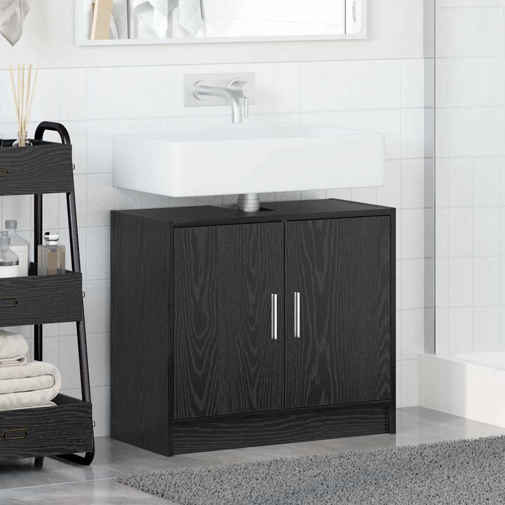 Badezimmerschrank mit Tür Schwarz Eichen-Optik 63 x 29 x 55 cm