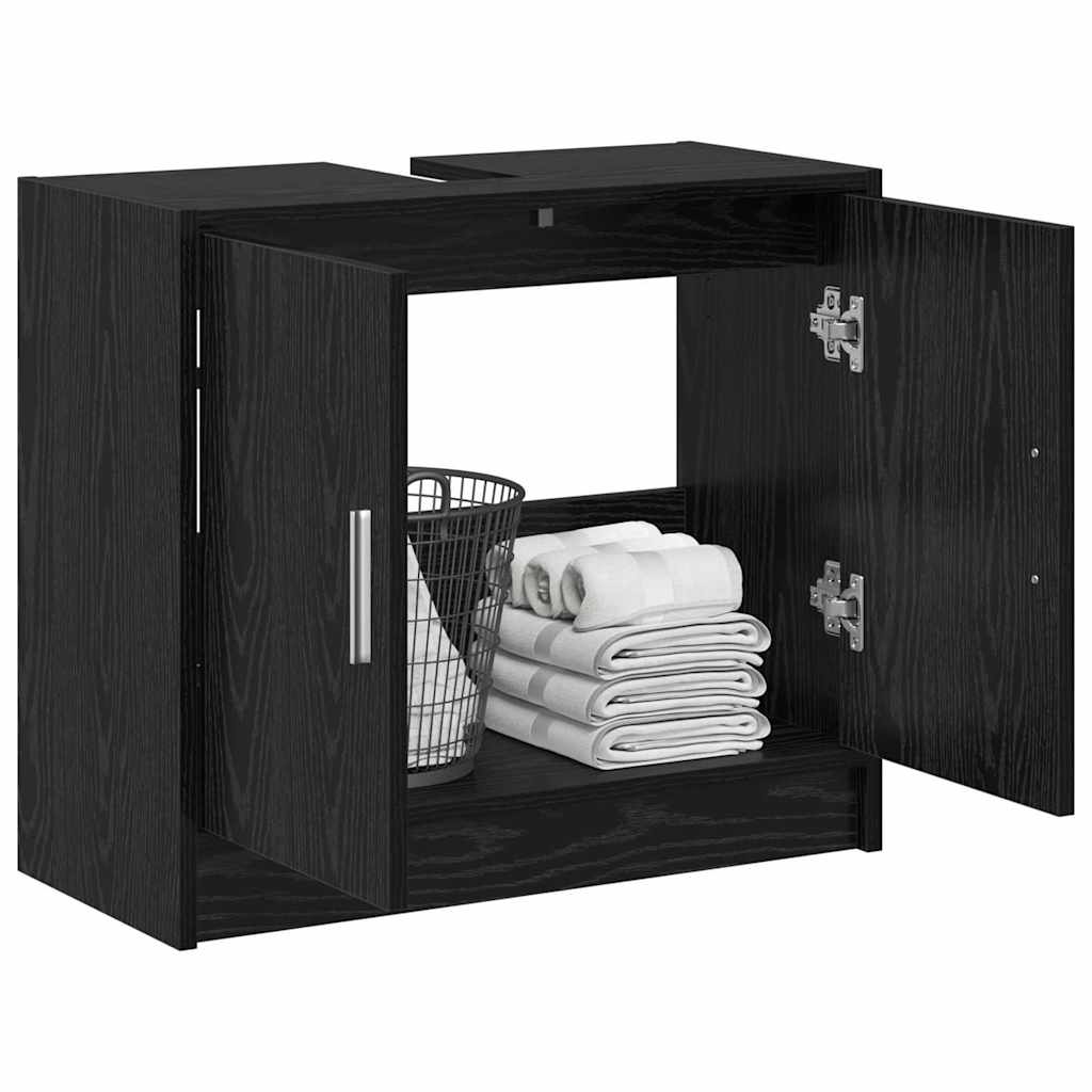 Badezimmerschrank mit Tür Schwarz Eichen-Optik 63 x 29 x 55 cm