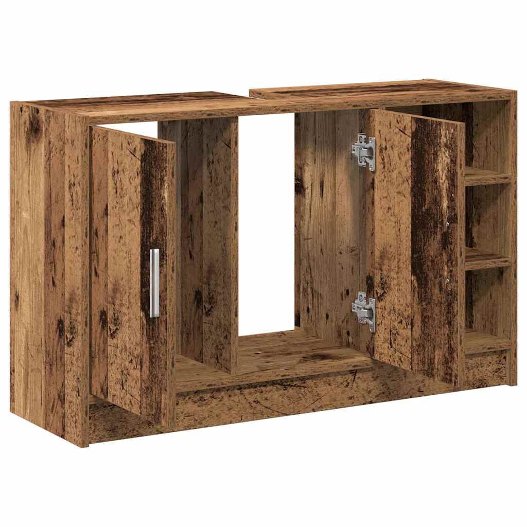 Badezimmerschrank mit Tür Altholz 90 x 29 x 55 cm Holzwerkstoff