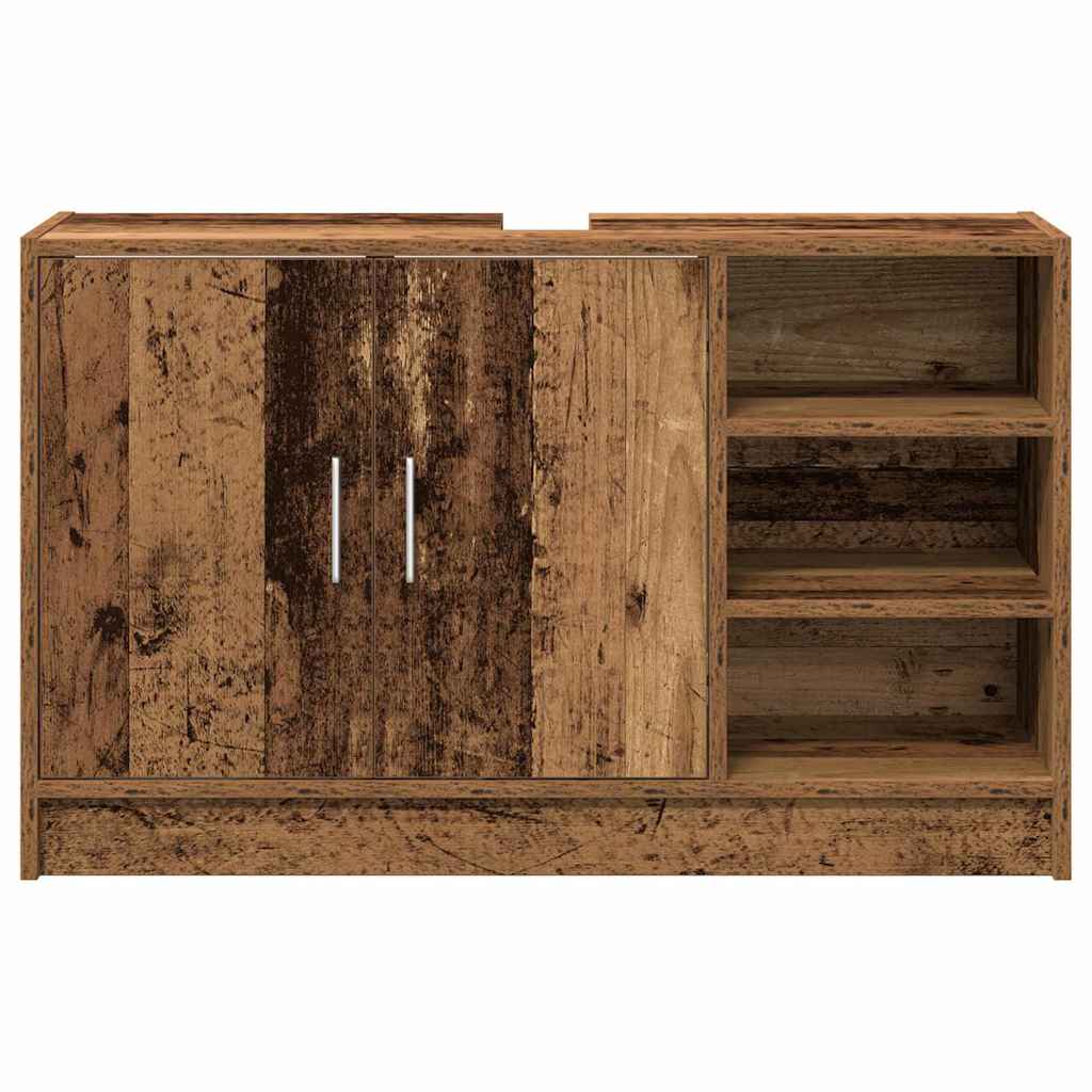 Badezimmerschrank mit Tür Altholz 90 x 29 x 55 cm Holzwerkstoff