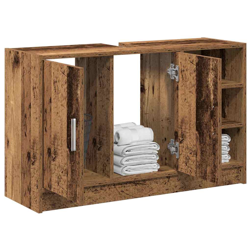 Badezimmerschrank mit Tür Altholz 90 x 29 x 55 cm Holzwerkstoff
