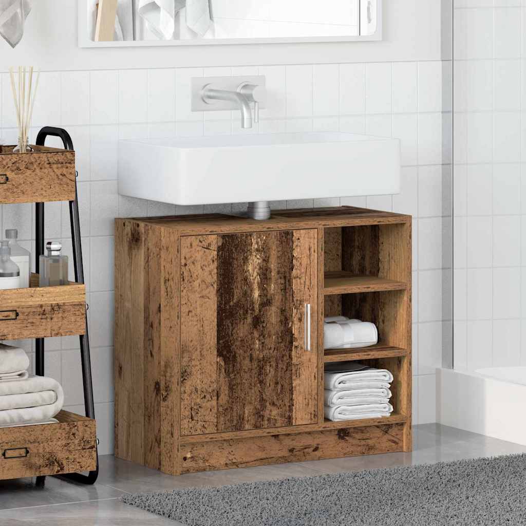 Badezimmerschrank mit Tür Altholz 63 x 29 x 55 cm Holzwerkstoff