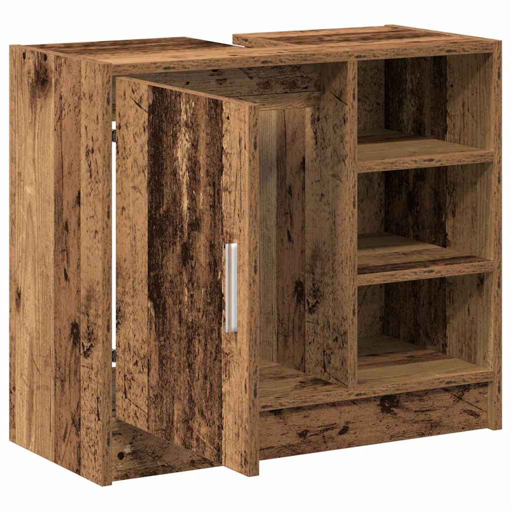 Badezimmerschrank mit Tür Altholz 63 x 29 x 55 cm Holzwerkstoff