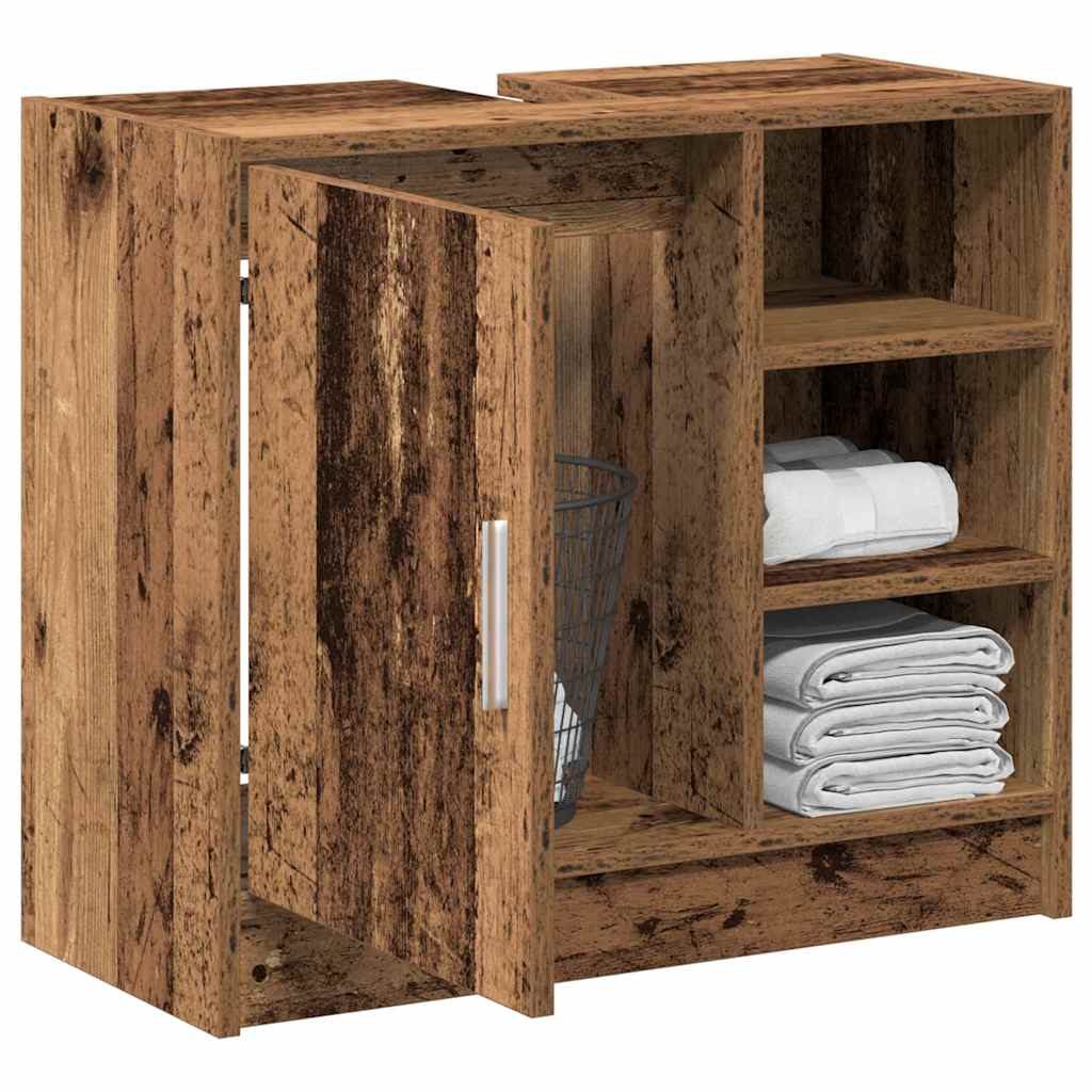Badezimmerschrank mit Tür Altholz 63 x 29 x 55 cm Holzwerkstoff