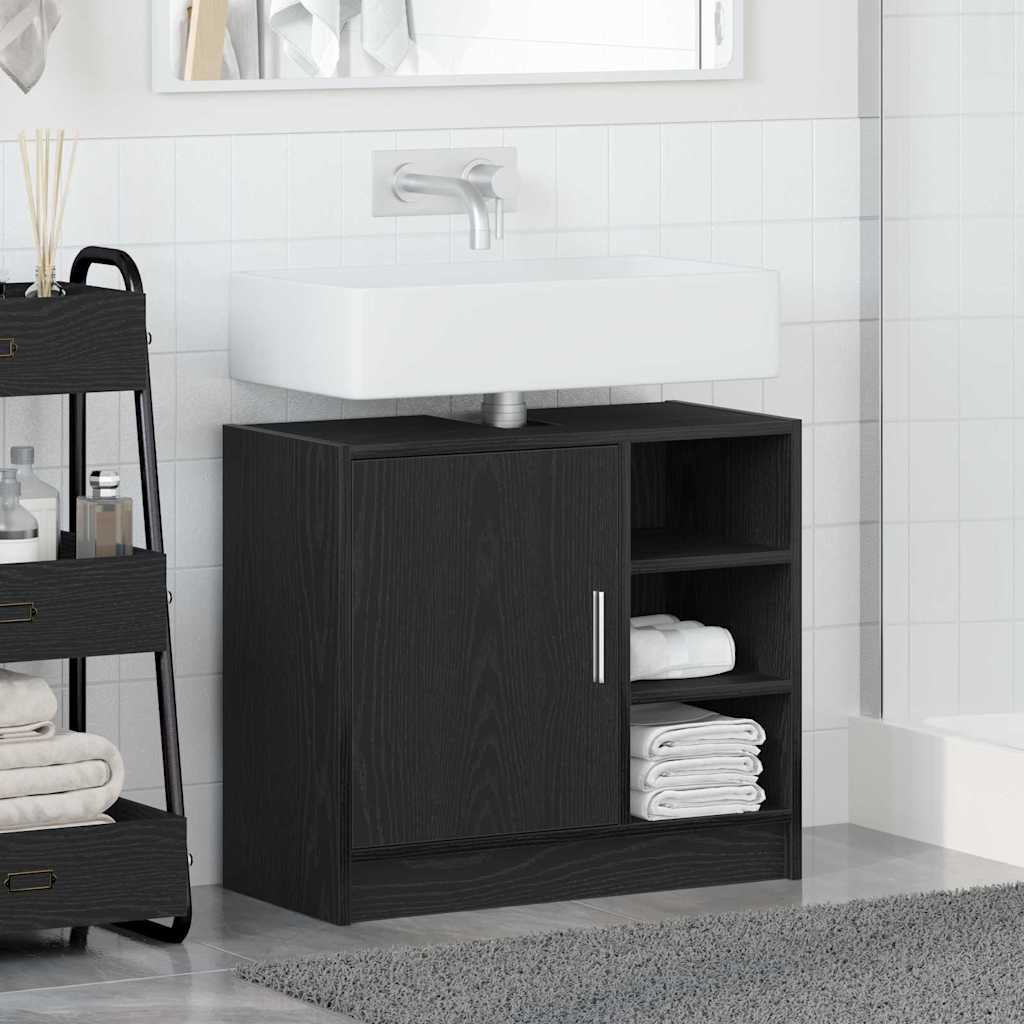 Badezimmerschrank mit Tür Schwarz Eichen-Optik 63 x 29 x 55 cm