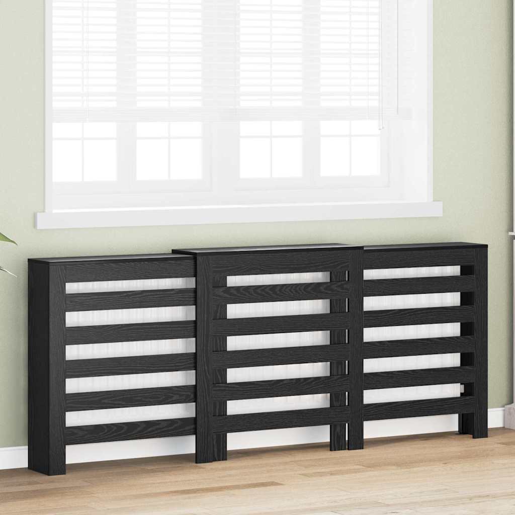 Heizkörperabdeckung Schwarz Eichen-Optik 205 x 21,5 x 83,5 cm