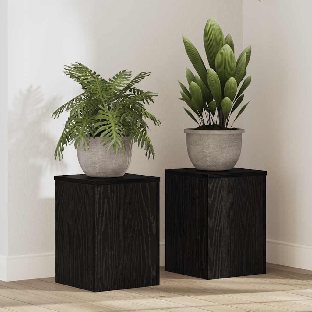 Pflanzenständer 2 pcs Schwarz Eichen-Optik 25 x 25 x 35 cm