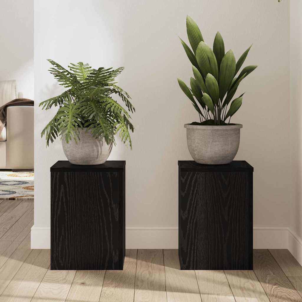 Pflanzenständer 2 pcs Schwarz Eichen-Optik 25 x 25 x 35 cm