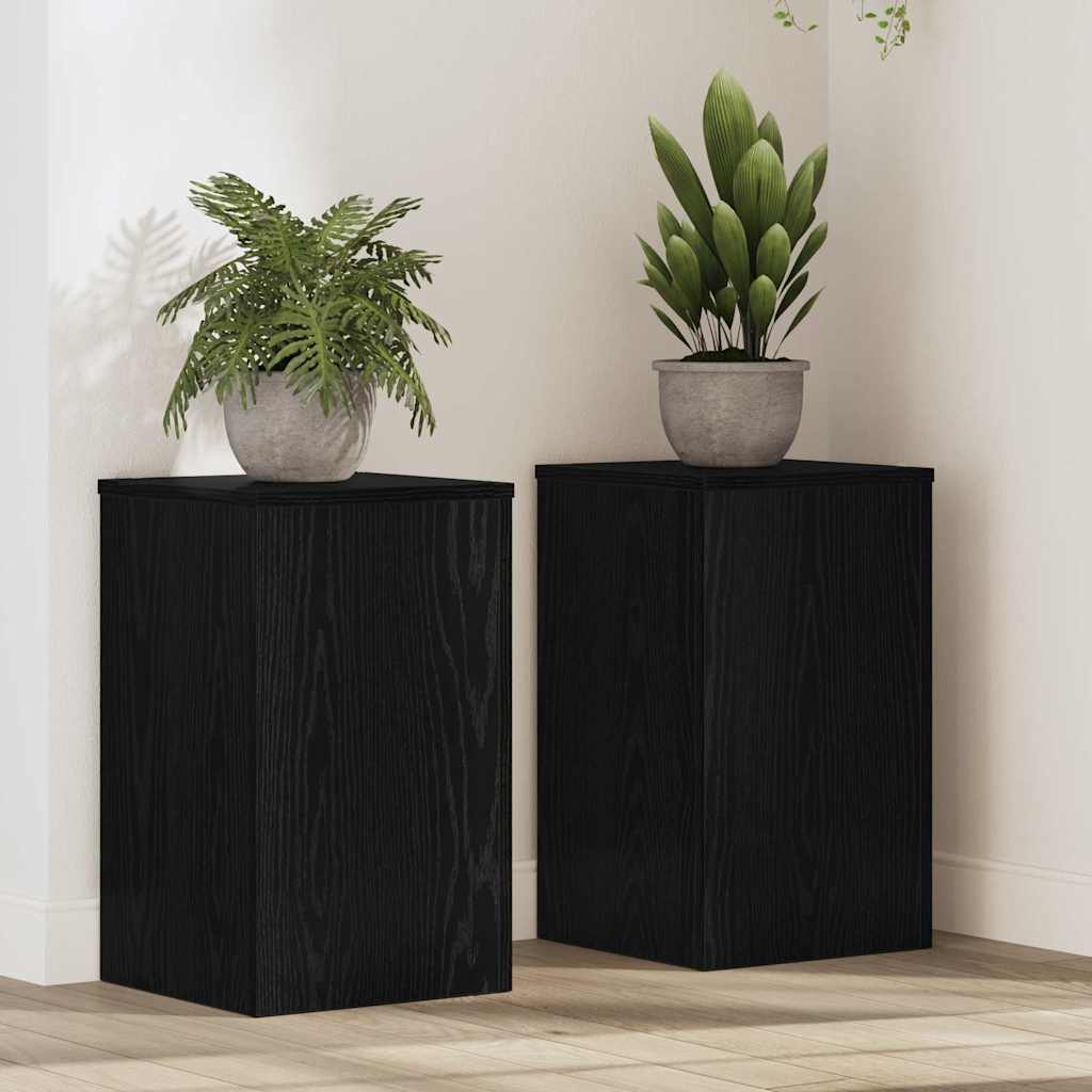 Pflanzenständer 2 pcs Schwarz Eichen-Optik 30 x 30 x 50 cm