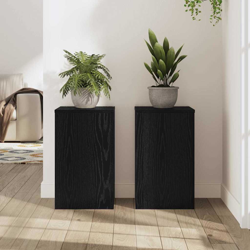 Pflanzenständer 2 pcs Schwarz Eichen-Optik 30 x 30 x 50 cm