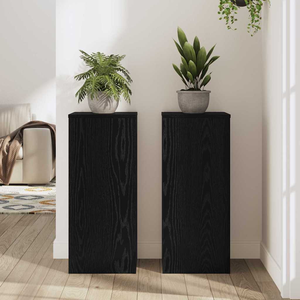 Pflanzenständer 2 pcs Schwarz Eichen-Optik 30 x 30 x 70 cm