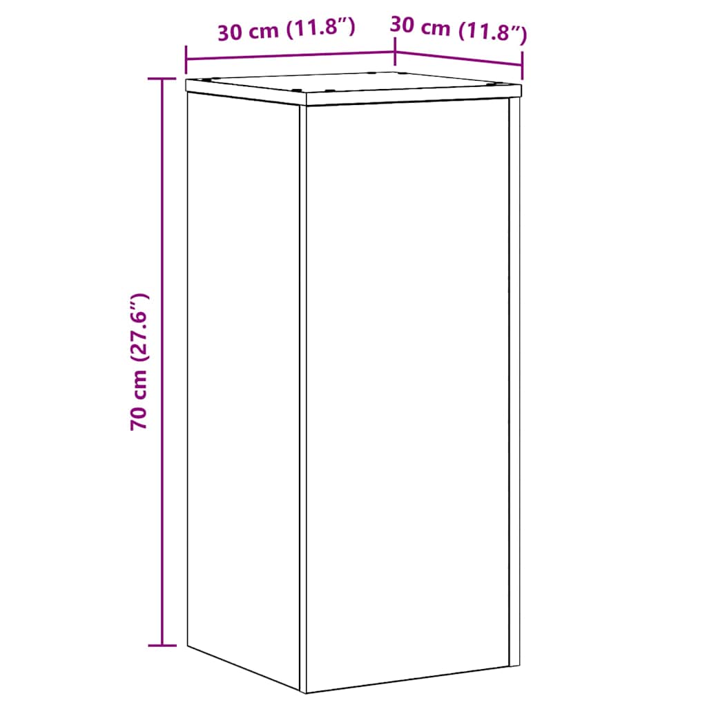 Pflanzenständer 2 pcs Schwarz Eichen-Optik 30 x 30 x 70 cm