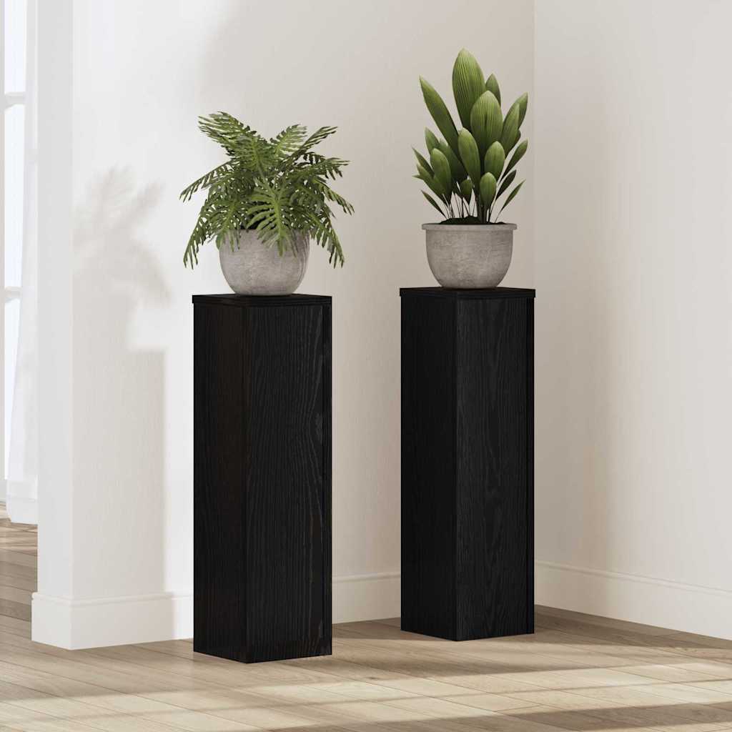 Pflanzenständer 2 pcs Schwarz Eichen-Optik 17 x 17 x 60 cm