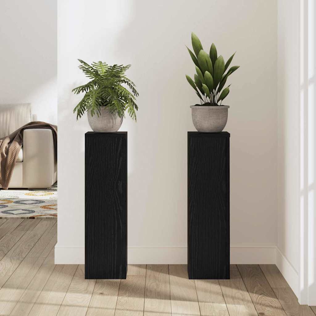 Pflanzenständer 2 pcs Schwarz Eichen-Optik 17 x 17 x 60 cm