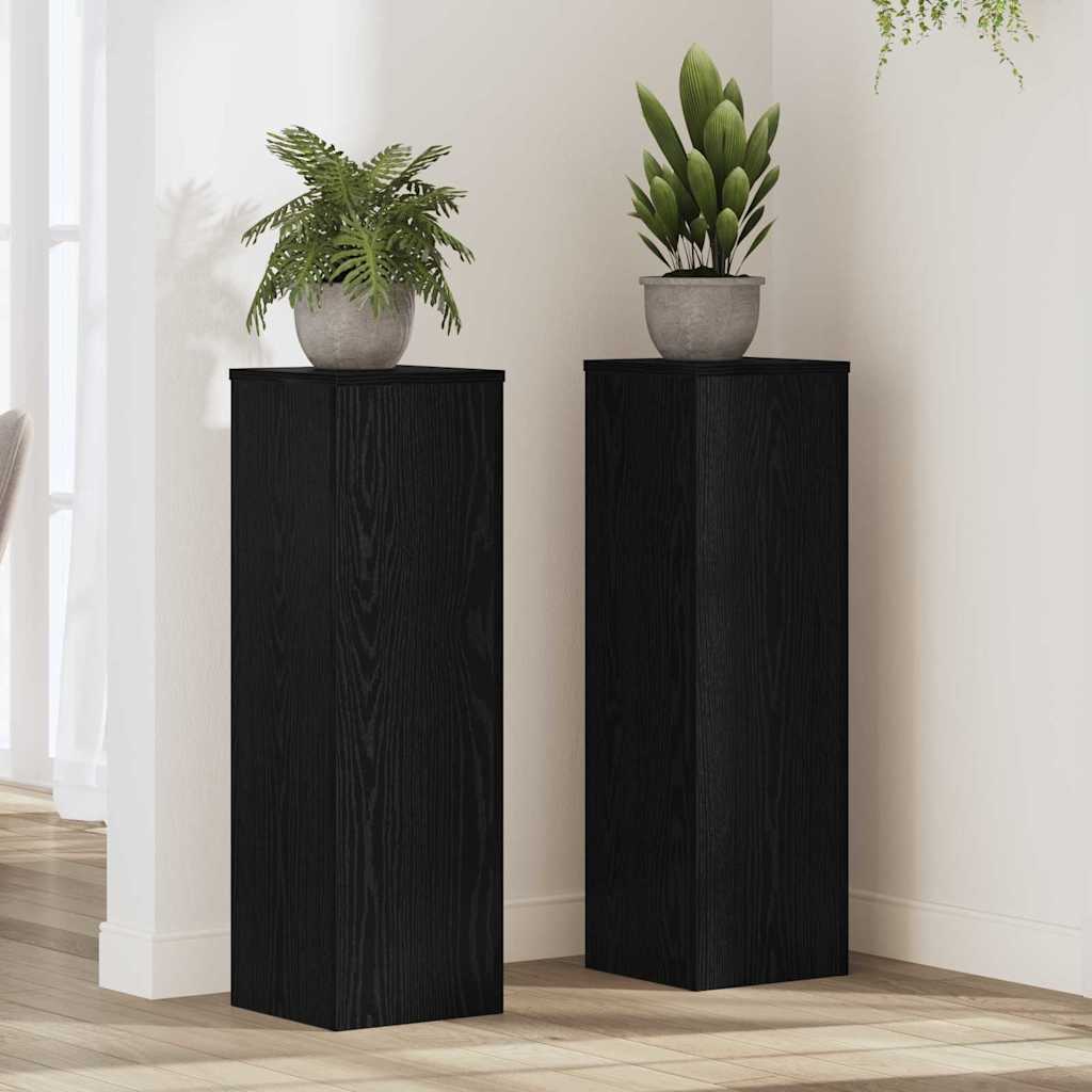 Pflanzenständer 2 pcs Schwarz Eichen-Optik 25 x 25 x 80 cm