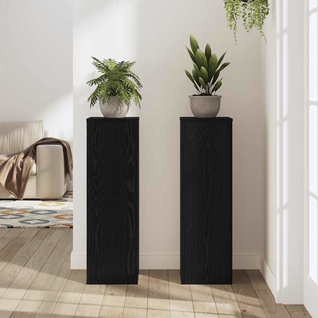 Pflanzenständer 2 pcs Schwarz Eichen-Optik 25 x 25 x 80 cm