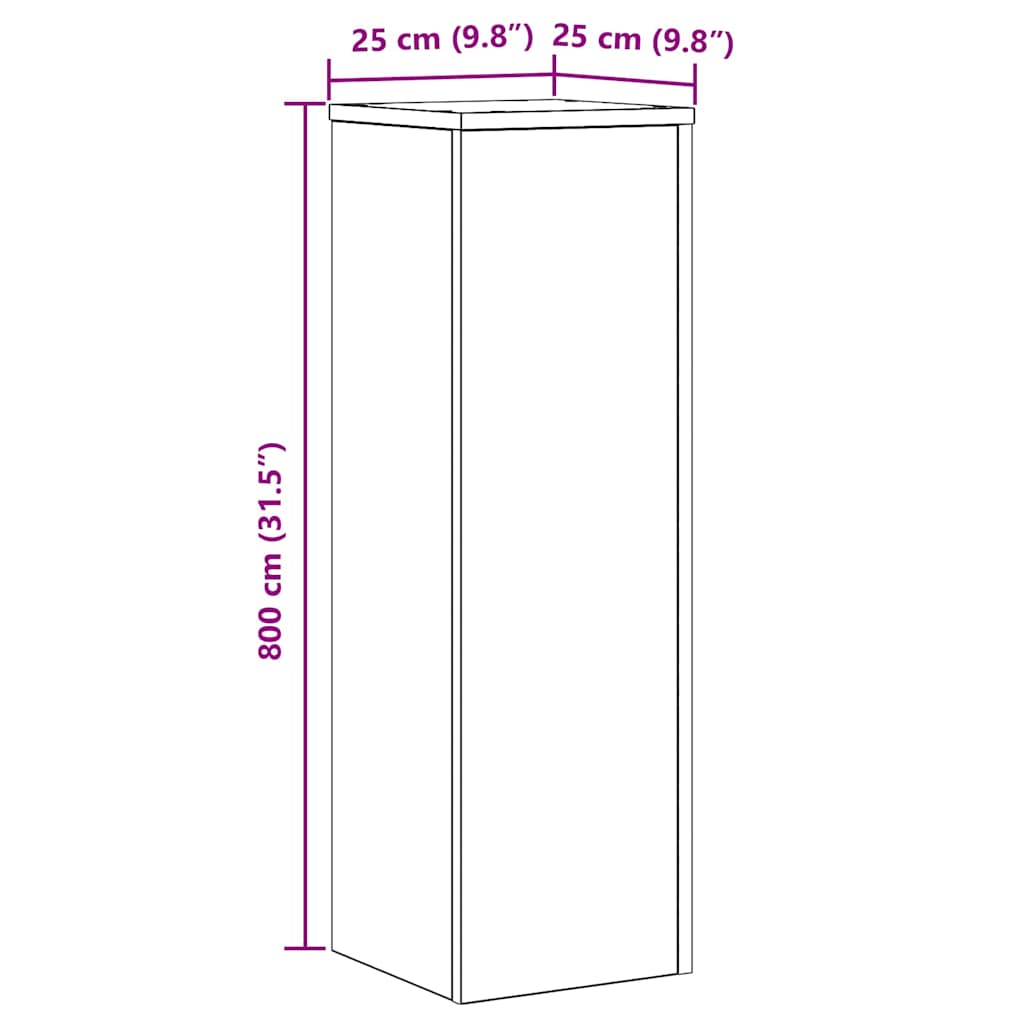 Pflanzenständer 2 pcs Schwarz Eichen-Optik 25 x 25 x 80 cm