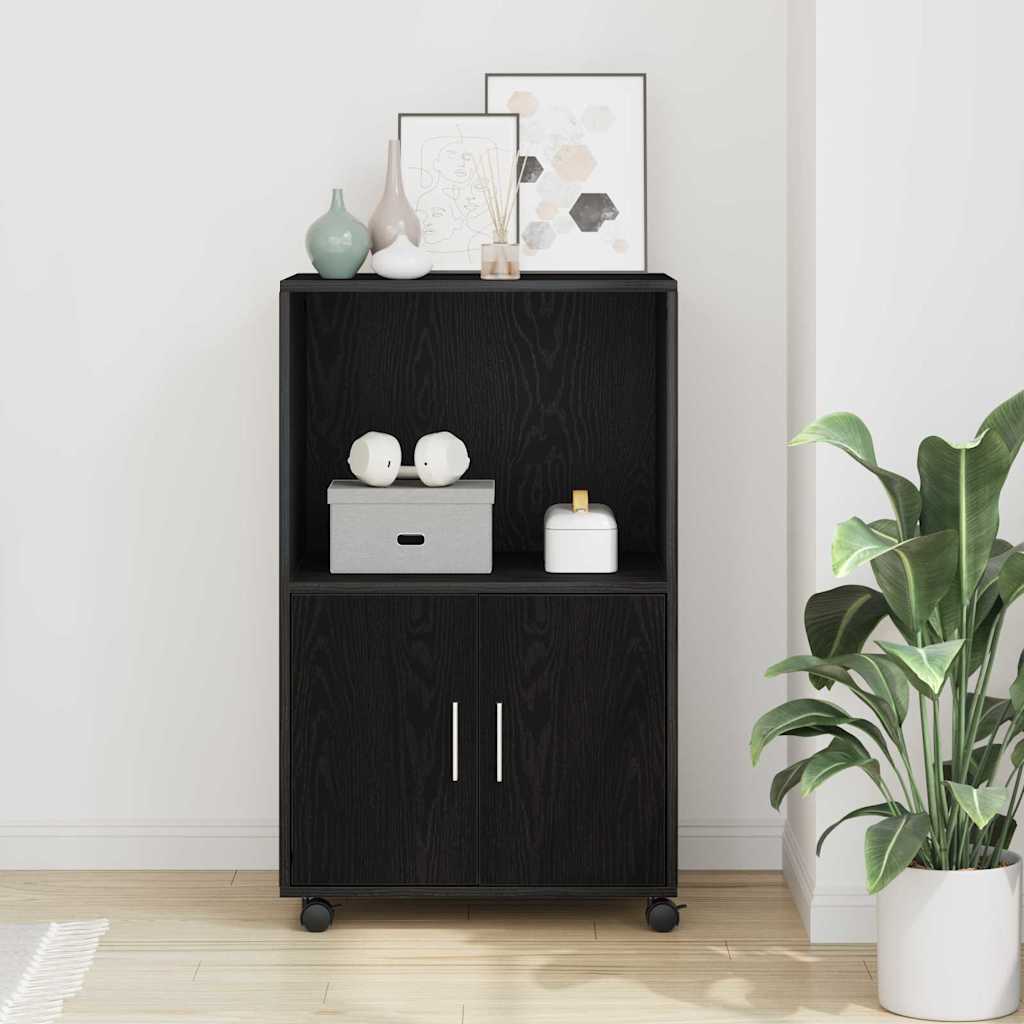 Schrank Schwarz Eichen-Optik 55 x 40 x 82 cm