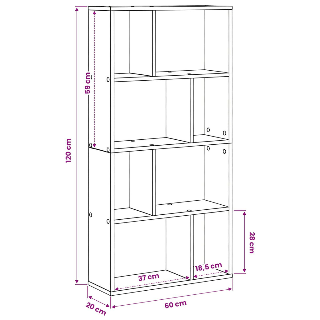 Bücherregal 8 Ebenen 60 x 20 x 120,5 cm Holzwerkstoff