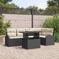 Gartensofa-set mit Speicher 6 pcs Schwarz und Creme Poly-Rattan