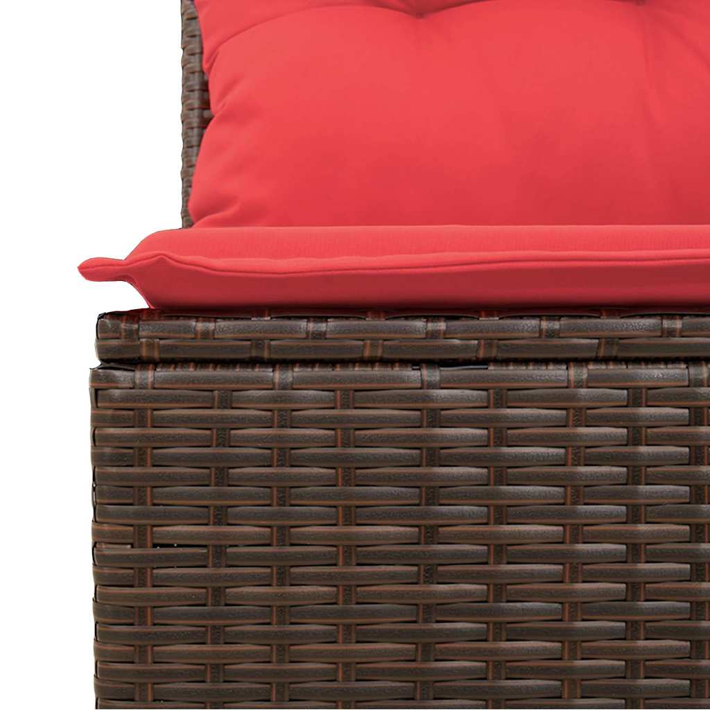 Gartensofa-set mit Speicher 7 pcs Braun und Rot Poly-Rattan