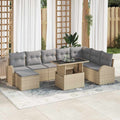 Garten-Sofa-Set mit Kissen 9 pcs Beige und Hellgrau
