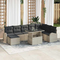 Garten-Sofa-Set mit Kissen 9 pcs Hellgrau
